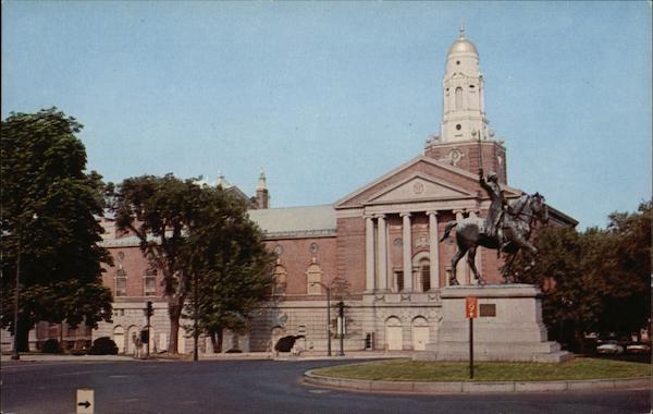 Bushnell Memorial: Lafayette Statue in forground Hartford Connecticut