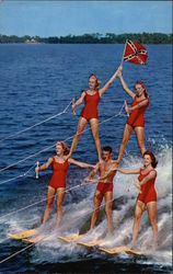 Human Pyramid on Water Skis Cypress Gardens, FL Postcard Postcard