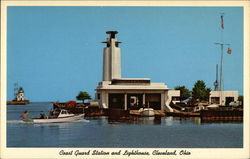 Coast Guard Station and Lighthouse Postcard
