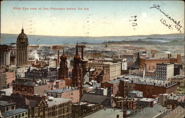 Birds Eye of San Francisco before the fire California