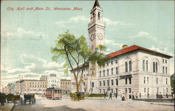 City Hall and Main Street in Worcester, Massachusetts