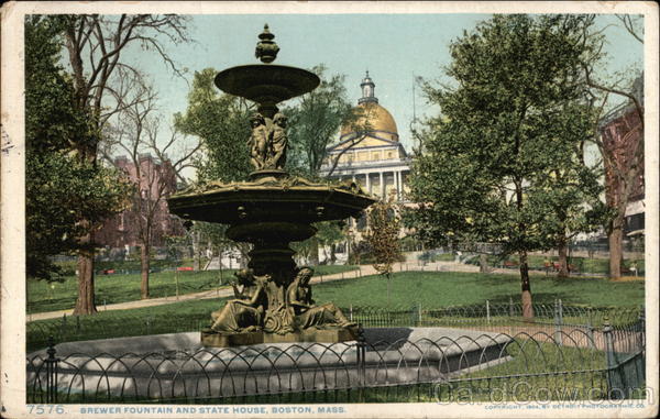 Brewer Fountain and State House Boston Massachusetts