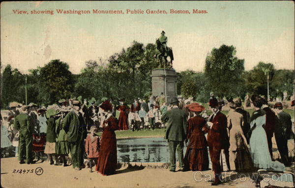 View, Showing Washington Monument, Public Garden Boston Massachusetts