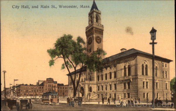 City Hall and Main St Worcester Massachusetts