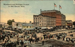 Woodward and Michigan Avenue, Detroit, Mich Postcard