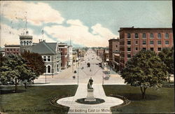 View From State Capitol Looking East on Michigan Avenue Lansing, MI Postcard Postcard