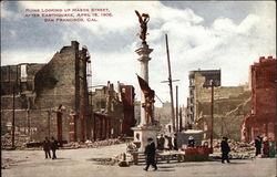 Ruins Looking Up Mason Street After Earthquake, April 18, 1906 Postcard