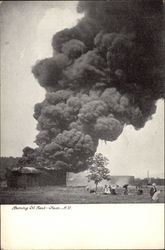 Burning Oil Tank Olean, NY Postcard Postcard