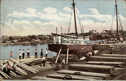 Transferring Lumber in the Twin Cities Postcard