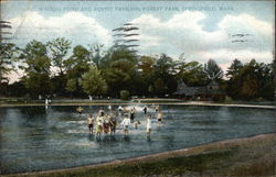 Wading Pond and Rustic Pavilion, Forest Park Springfield, MA Postcard Postcard