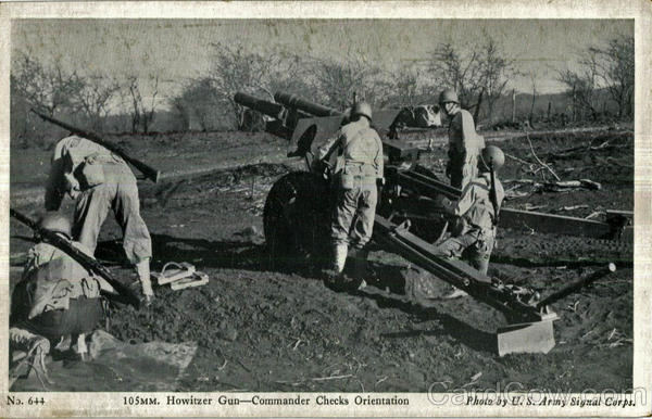 Howitzer Gun-Commander Checks Orientation Army