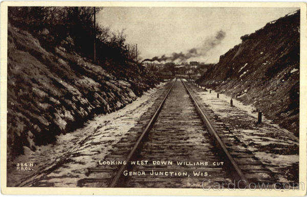 Looking west down Williams Cut Genoa Junction Wisconsin