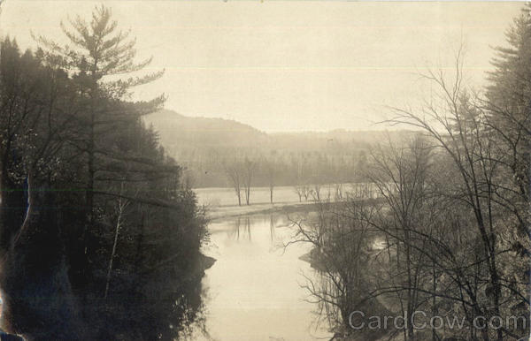 View of river, with trees and distant mountains Landscapes