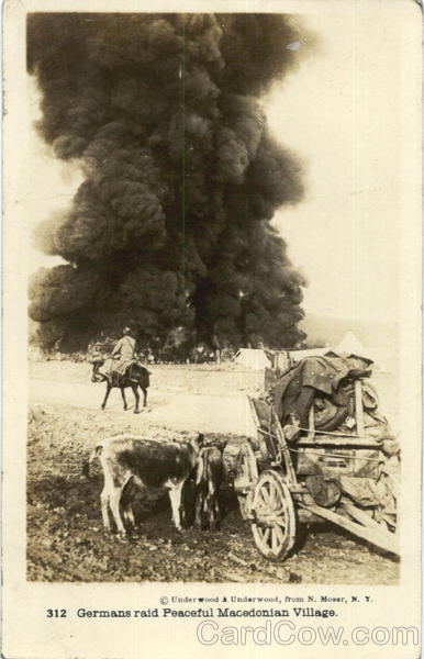 Germans raid peaceful Macedonian village. Disasters