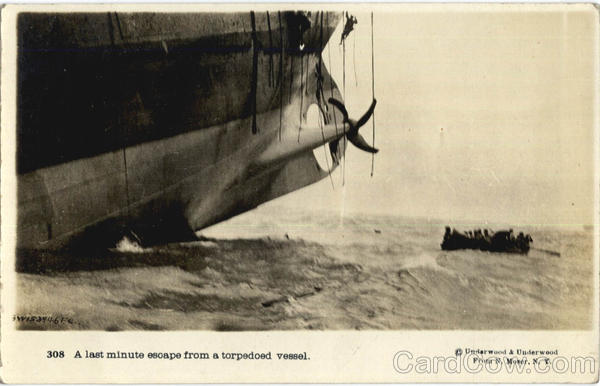 A Last Minute Escape From A Torpedoed Vessel.L Disasters