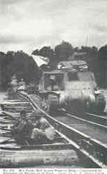 M-3 Tanks Roll Across Pontoon Bridge Postcard