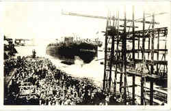 Launching USS Arizona Postcard