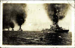 Military Ships under steam Postcard