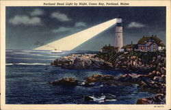 Portland Head Light by Night, Casco Bay Postcard