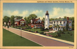 Lighthouse and Officers Quarters Fort Monroe, VA Postcard Postcard