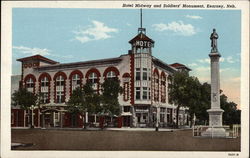 Hotel Midway and Soldiers' Monument Kearney, NE Postcard Postcard