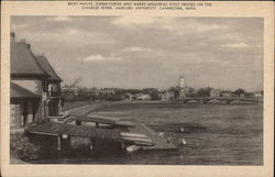 Boat House, Dormitories and Weeks Memorial Foot Bridge, Harvard University Postcard