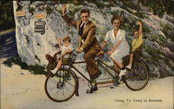 Going to Town in Bermuda - Tandem Bicycle Postcard Postcard