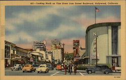 Looking North on Vine Street from Sunset Boulevard Postcard