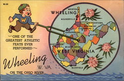 One of the Greatest Athletic Feats Ever Performed Wheeling, WV Postcard Postcard