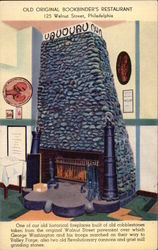 Cobblestone Fireplace, Old Original Bookbinder's Restaurant Postcard