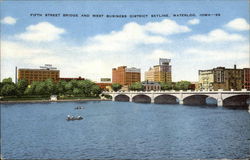 Fifth Street Bridge and West Business District Skyline Postcard
