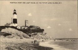 Montauk Point and Light House on the Tip of Long Island, N.Y Postcard