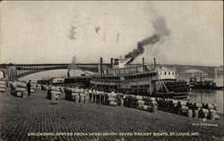 Unloading Apples from Mississippi River Packet Boats Postcard