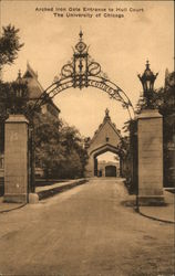 Arched Iron Gate Entrance to Hull Court, The University of Chicago Illinois Postcard Postcard