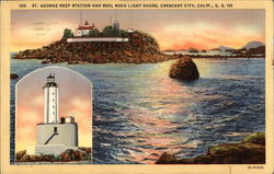 St. George Reef Station and Seal Rock Light House Crescent City, CA Postcard Postcard