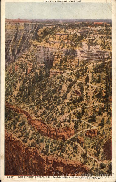 1000 Feet of Canyon Wall and Bright Angel Trail Grand Canyon National Park Arizona