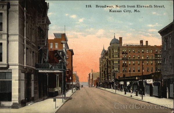 Broadway, North from Eleventh Street Kansas City Missouri