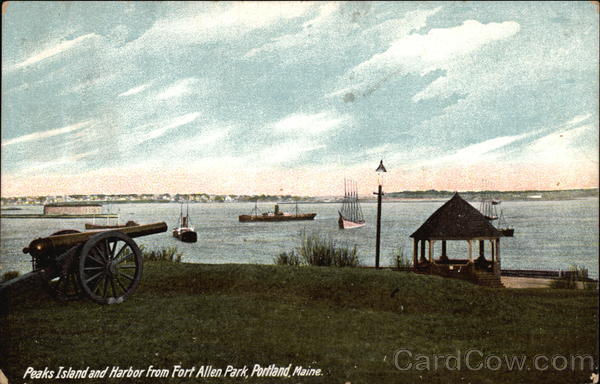 Peaks Island and Harbor from Fort Allen Park Portland Maine