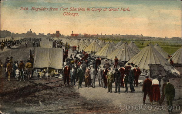 Regulars from Fort Sheridan in Camp at Grant Park Chicago Illinois