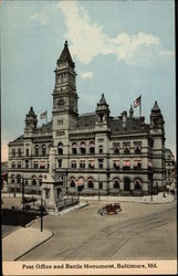 Post Office and Battle Monument Postcard