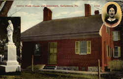 Jennie Wade House and Monument Gettysburg, PA Postcard Postcard