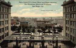 Palm Court, US Grant Hotel and Plaza Postcard