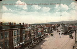Looking north from Junction, Telegraph Ave. and Broadway Oakland, CA Postcard Postcard