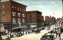 Street Scene, July 4th, 1908 Walla Walla, WA Postcard Postcard