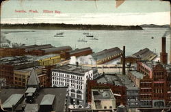 Aerial View of City and Elliott Bay Seattle, WA Postcard Postcard
