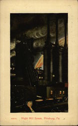Night Mill Scene Pittsburgh, PA Postcard Postcard