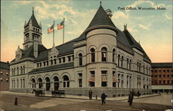 Post Office Worcester, MA Postcard Postcard