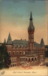 High School Worcester, MA Postcard Postcard