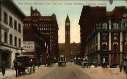 Bay Street, showing City Hall and Temple Building Postcard