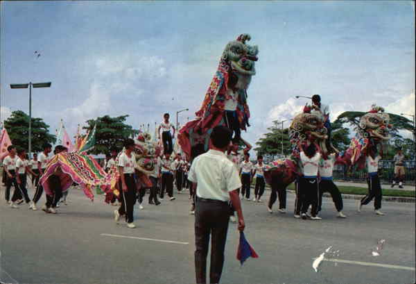 Lion Dance celebrating National Day Singapore Southeast Asia